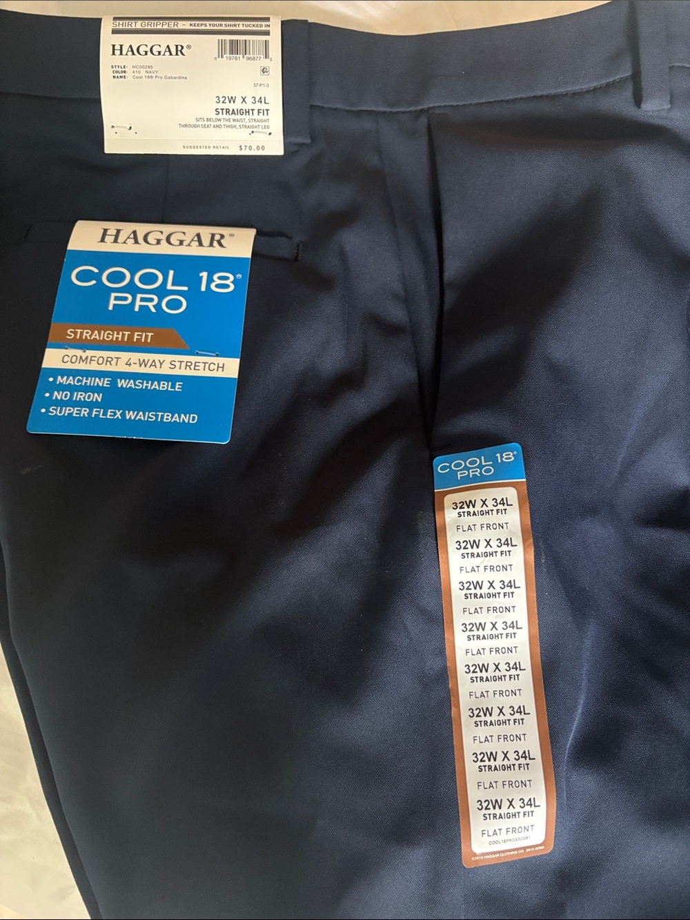 Men’s Haggar Cool 18 Pro Straight Fit Pants in Navy Blue